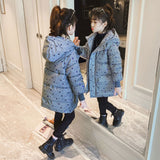 Winter Girls Down Jackets Outwear Zipper Reflective Coats For 3 4 5 6 7 8 9 10 11 12 Year Girls Thick Parkas