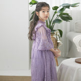 2023 Baby Summer Clothes Children Princess Dress Girls Lace Dress Floral Kids Dress Elegant Toddler Maxi Long Dress,#5013