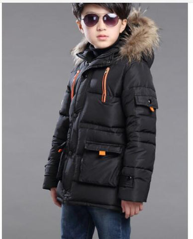 New Arrival Boys Winter Jackets Fur Hooded Coll Teenage Boys Winter Coats Children Duck Down Jackets Kids Outerwe for 6-13T