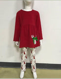 New Arrival Christmas Boutique Children's Clothing Wholesale Red Deer Pattern With Bow White Legging Baby Remake Clothing