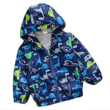 Of Boys' Jackets Fall 2023 Cartoon Dinosaur Animal Blue Baby Clothes Jacket Zipper Cardigan For Boys 2-6 Years Old