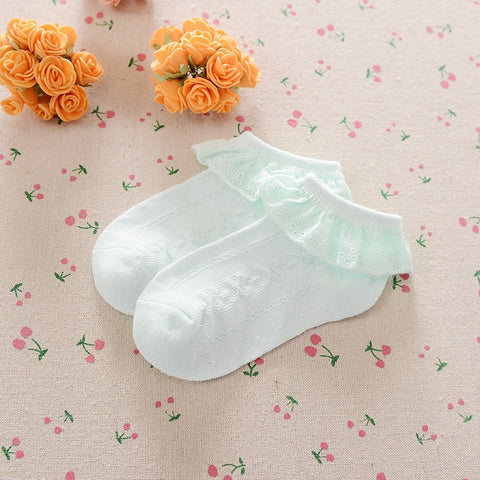 New Arrivals Kids Girls Ruffled Lace Short Socks Baby Girls 2-3 3-5 5-8 Size Frilly Frills White Cotton Ankle Socks Thin Cotton