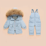 Baby Girl clothes boys Clothing Sets -25 Degree Russia Kids Winter Hooded Coat + Overall toddler Jumpsuit Snow Children Suit