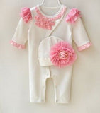 Baby Rompers Newborn Clothes With Hat Lace Cotton Barboteuse  Baby Girl Clothes 7BR001