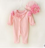 Baby Rompers Newborn Clothes With Hat Lace Cotton Barboteuse  Baby Girl Clothes 7BR001