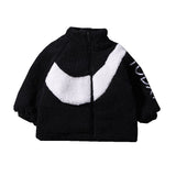 Black and White Toddler Kids Wool Coats 2023 Winter Cashmere Thick Jackets Baby Girls Boys Clothing MD20347