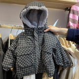 Boy Jacket  Fleece  Plaid   Kids  Coats Children Outerwear Autumn  Winter   2023-W028