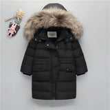 New Child todder scho girl boy jacket real fur hooded infant down kids ski co thickening overco jacket for Russia winter