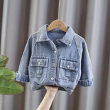 Children Denim Jackets Trench Jean sequins Jackets Girls Kids clothing baby Lace coat Casual outerwear Spring Autumn 1-5year