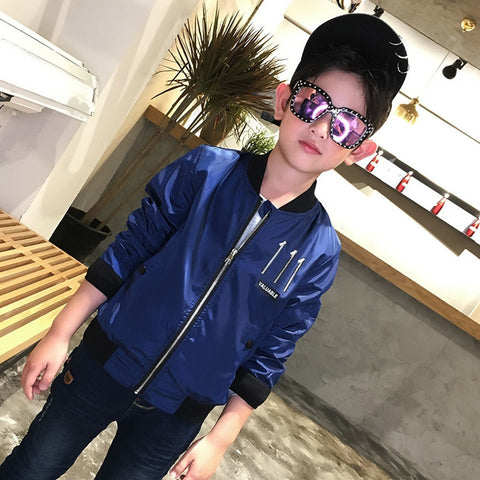 New Coming Boys Clothes Jacket Spring Autumn O-neck Co Boy Jacket Children Solid Casual Blue Green Colors Outerwe Age 5-14