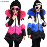 Kids Girls Winter Coat Parka 4 To 12 Years Children Jacket Cotton Padded Fur Collar Girls Hooded Coats Warm Clothing
