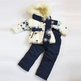 New Fashion Russia Winter Baby Clothing Sets, 2pcs Kids Snowsuit Children Hooded Jacket Baby Coats Warm Parka Down Out Wear