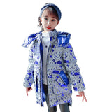 Shiny Girls Light-Reflecting Jacket Winter Hoodies Letter Print Children's Clothing  Outerwear 4-14 Yrs