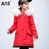 New Fur Hooded Kids Winter Jacket Girls Warm Coats 2018 Children Winter Co Thick Long Down Coats for Teenagers Outerwe Parka