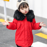 Girls Winter Jacket Fur Hooded Thickness Kids  Coats  Manteau Fille Hiver  Winter Jacket   8WC042