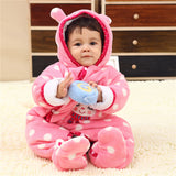 New Infant Baby Winter Clothes Cotton Padded Thick Newborn Baby Girl Warm Jumpsuit Autumn Fashion Baby's We Kid Footies