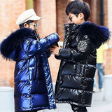 Kids   Thick Warm Jackets Coat Winter Boys girl clothes Children parka real Fur Long Hooded Outerwear overcoat