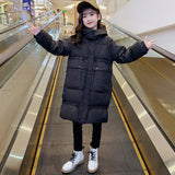 Kids Winter Warm Parka Outerwear Teenager Pink Black Clothing Long Hooded Jacket Girls Clothes Kids Snowsuit 5 7 9 11 13 14Y