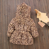 Leopard  Thickness  Girls Winter Jacket  Warmer Jacket Kids Manteau Fille Hiver  Hooded  Girls Winter Coat B509
