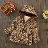 Leopard  Thickness  Girls Winter Jacket  Warmer Jacket Kids Manteau Fille Hiver  Hooded  Girls Winter Coat B509