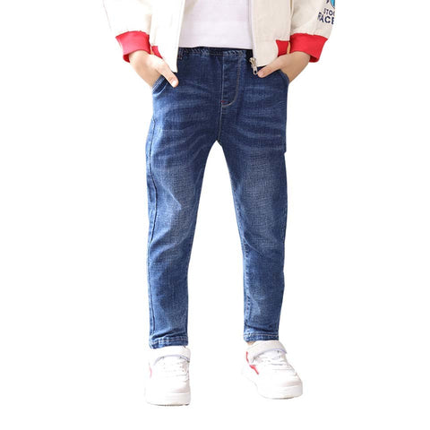 New Online Baby Boy Denim Pants Fashon Elastic Waist Baby Boy Jeans Cartoon Pattern Clothing Cute Baby Boys Top Quality Jeans