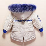 Russian Winter Clothes for Baby Boys Girls 1-4years Children Down Suit Genuine Fur Collar Kids Down Jacket Girls Winter Coat