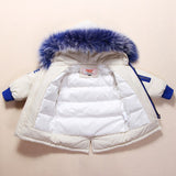 Russian Winter Clothes for Baby Boys Girls 1-4years Children Down Suit Genuine Fur Collar Kids Down Jacket Girls Winter Coat