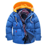 New Snowsuit White Down Jacket For Boys 2018 Parkas Winter Clothing Cheap Children Co Kids Casual Hooded Solid Warm Outerwear