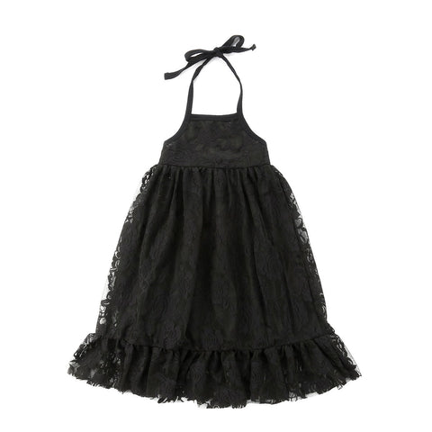 New Style Girl Princess Kid Party Lace Tulle White Black Solid Sleeveless Vintage Style Hot Sale Dresses