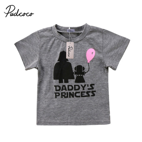 New Style Newborn Baby Girls Clothes Daddy's Princess Star Wars Pattern Short Sleeve T-shirt Tops Cotton Outfits Baby Clothing
