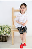 New Summer Black White Girls Leggings Pants Lace cotton Children Clothing Girl Knee Pants striped checks