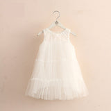 New Sweet Cute Girls Dress 2018 Summer Princess Party Pink & White Lace Dresses Toddler Teens Children Clothing