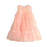 New Sweet Cute Girls Dress 2018 Summer Princess Party Pink & White Lace Dresses Toddler Teens Children Clothing