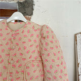Winter Baby Girls Floral Printed Thicken Warm Coats Korean Style Kids Clothes Children Cute Cotton Padded Outerwear