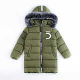 New Winter Children Jacket&Co For Boys Faux Fur Hooded Teenage Kids Outwe Cotton Padded Long Co Kids Boys Clothes