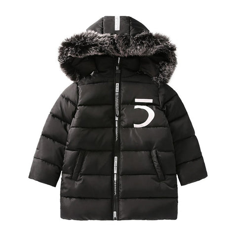 New Winter Children Jacket&Co For Boys Faux Fur Hooded Teenage Kids Outwe Cotton Padded Long Co Kids Boys Clothes