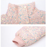 Winter Children's Colored Shiny Sequin Jacket Coat For Teens Girl Clothing Kids Warm Thicken Outwear With Paillettes