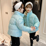 Winter Children's Colored Shiny Sequin Jacket Coat For Teens Girl Clothing Kids Warm Thicken Outwear With Paillettes