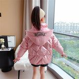 Winter Cotton Jacket For Children Winter Down Warm Coat For Girl With Warm Scarf Collar Fluorescent Color Kids Coat 5-16Yrs