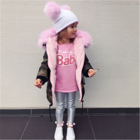 Winter Pink Camouflage Baby Girl Clothes Hooded Girls Toddler Girls Clothes Girl Zipper Coat Long Coat For Girls Parker