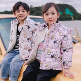 autumn and winter Girl's thick 90% White Duck down jacket music bear print hooded Boy's down jacket children's clothing