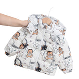 autumn and winter Girl's thick 90% White Duck down jacket music bear print hooded Boy's down jacket children's clothing