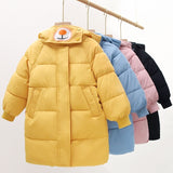 children's down cotton jacket for boys and girls middle and long winter hooded zipper cotton jacket cartoon jacket
