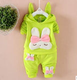 New cute rabbit baby petty girl clothes cotton baby girl set long sleeved clothing printed t-shirt+pants 2pcs set