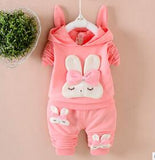New cute rabbit baby petty girl clothes cotton baby girl set long sleeved clothing printed t-shirt+pants 2pcs set