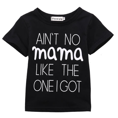 Newborn Baby Boys Girl Sweatshirt Cotton Short Sleeve Black T-shirt Casual Clothes Letter MAMA Tops Outfits 0-24M