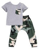 Newborn Baby Boys Girls Clothing Sets Toddler Outfits Top + Pants Army Green Casual Clothes Sets 0-3Y