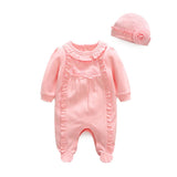 Newborn Baby Girl Clothes Lace Flowers Jumpsuits & Hats Clothing Sets Princess Girls Footies for 2018 Spring Baby Body suits