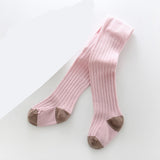 Newborn Baby Girl Warm Soft Cotton Solid Sweet Legging Cotton Infant Toddler Baby Stockings, Pink/ White/ Brown/ Grey