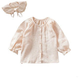 Newborn Clothes Blouse Baby Girl Todder Cotton Linen Ruffles Shirt + Detachable Collar Infant Tops Kids Coat For Spring Summer